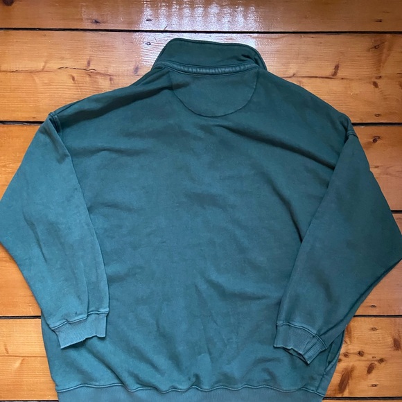 aerie Oversized Green Pullover V Neck Collared Sweatshirt Size Medium - Picture 5 of 12